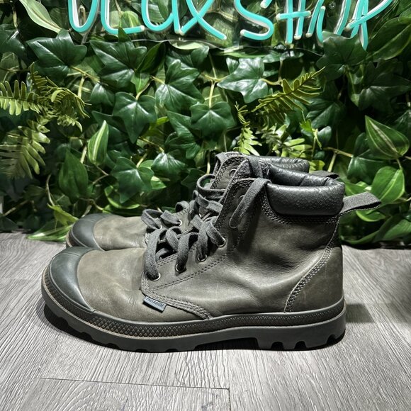 Palladium Men\'s Pampa High Cuff Soft Leather Boots Military Green US 9.5